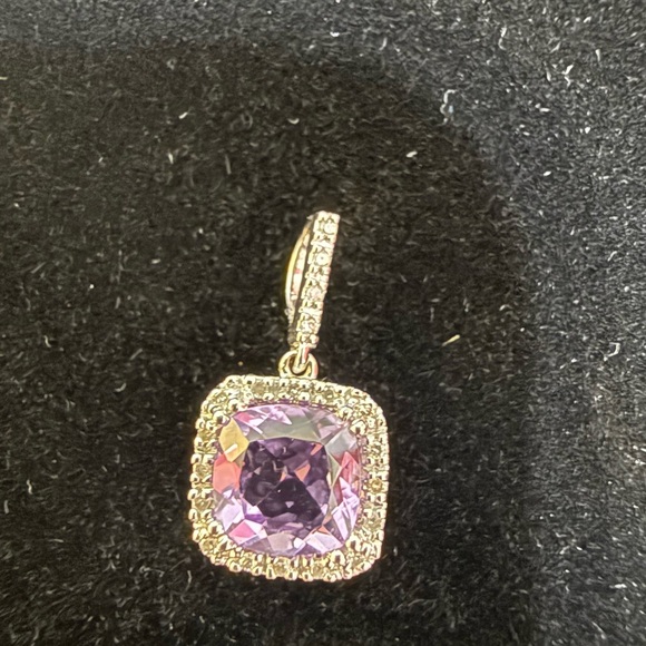 14k White Gold Amethyst and Diamond Necklace